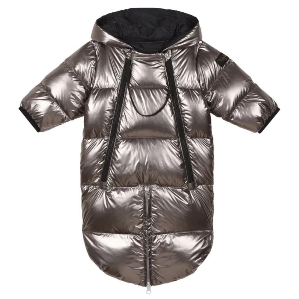 SOLD Finger In The Nose Snowbird Down Snowsuit Baby One Piece 3-6 Months Silver